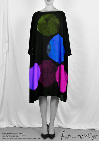 TRIANGLE of PAPER CIRCLES # 3 (black+pink) Dress