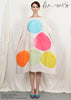 TRIANGLE of PAPER CIRCLES #1 (white + turquoise) Dress