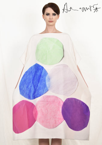 TRIANGLE of PAPER CIRCLES #2 (white + mint) Dress