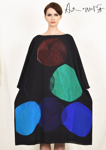 TRIANGLE of PAPER CIRCLES # 1 (black+chocolate) Dress