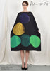 TRIANGLE of PAPER CIRCLES # 2 (black+purple) Dress