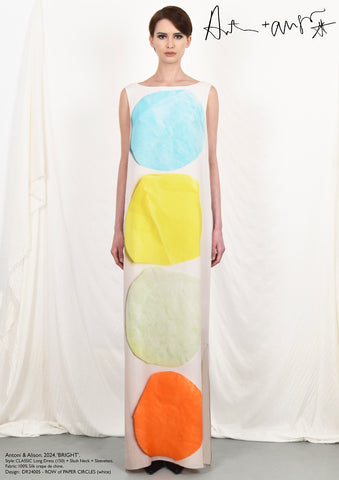 ROW OF PAPER CIRCLES (white) Dress