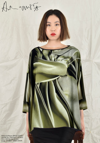GREEN DRAPE Top